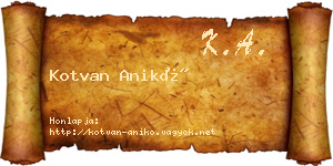 Kotvan Anikó névjegykártya